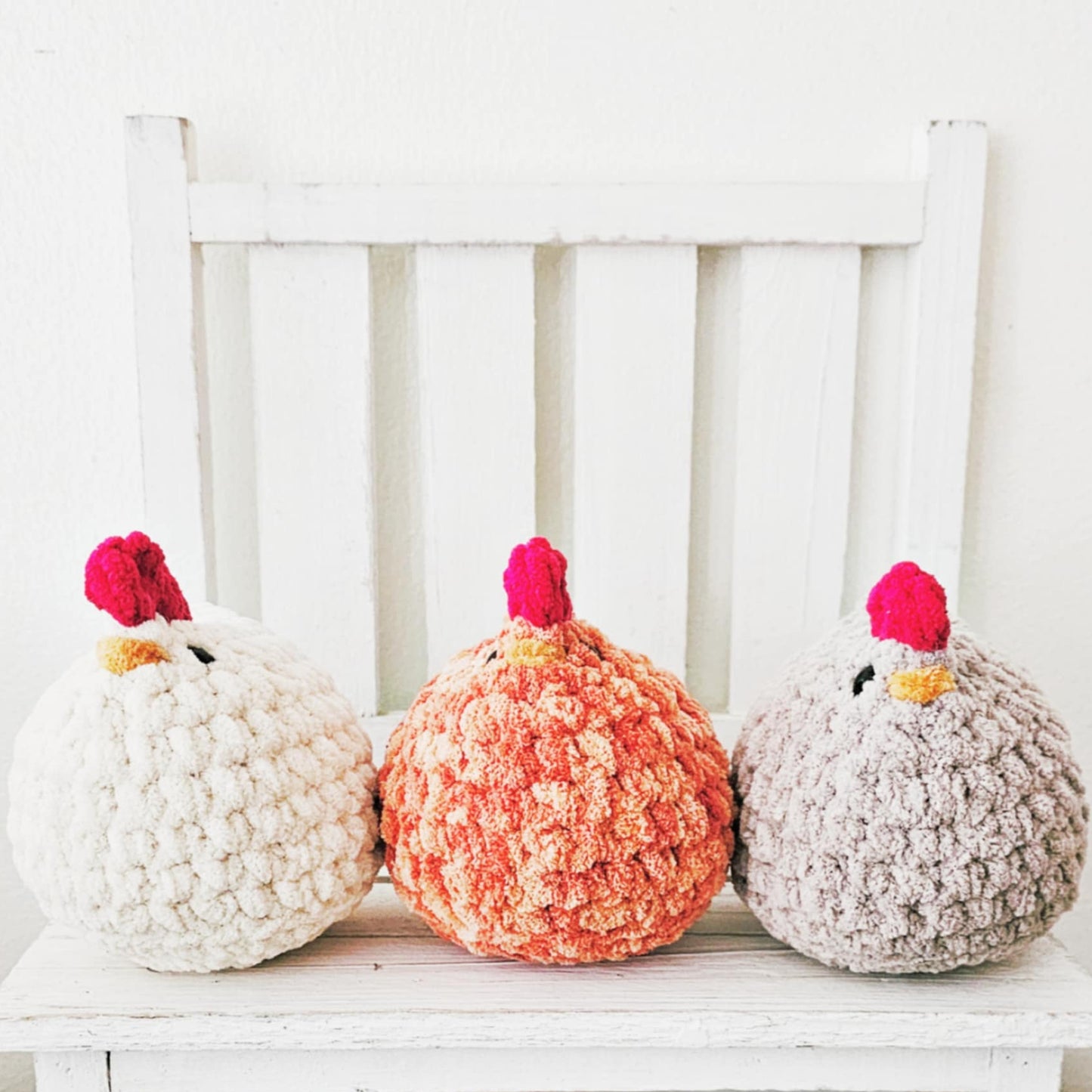 Crochet Chicken Plushie Toy Farm Animal Nursery Decor Chicken Plush Amigurumi Stuffed Animal