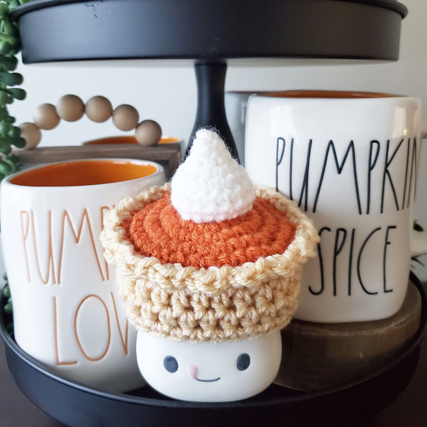 Fall Marshmallow Mug Hat Pumpkin Pie Thanksgiving Farmhouse Tiered Tray Decor