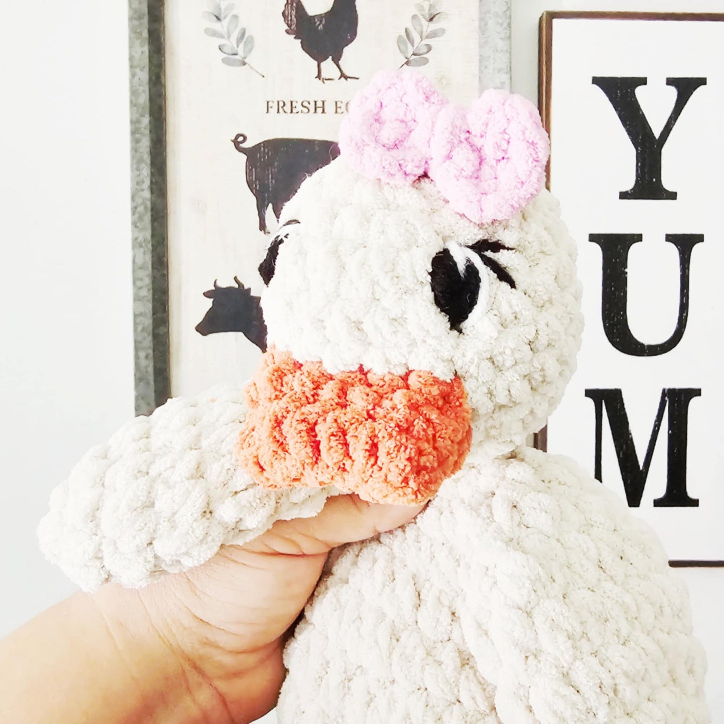 Crochet Duck Snuggler Lovey Infant Baby Toddler Toy