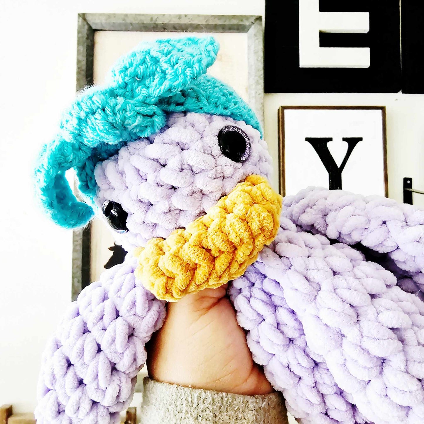 Crochet Duck Snuggler Lovey Infant Baby Toddler Toy