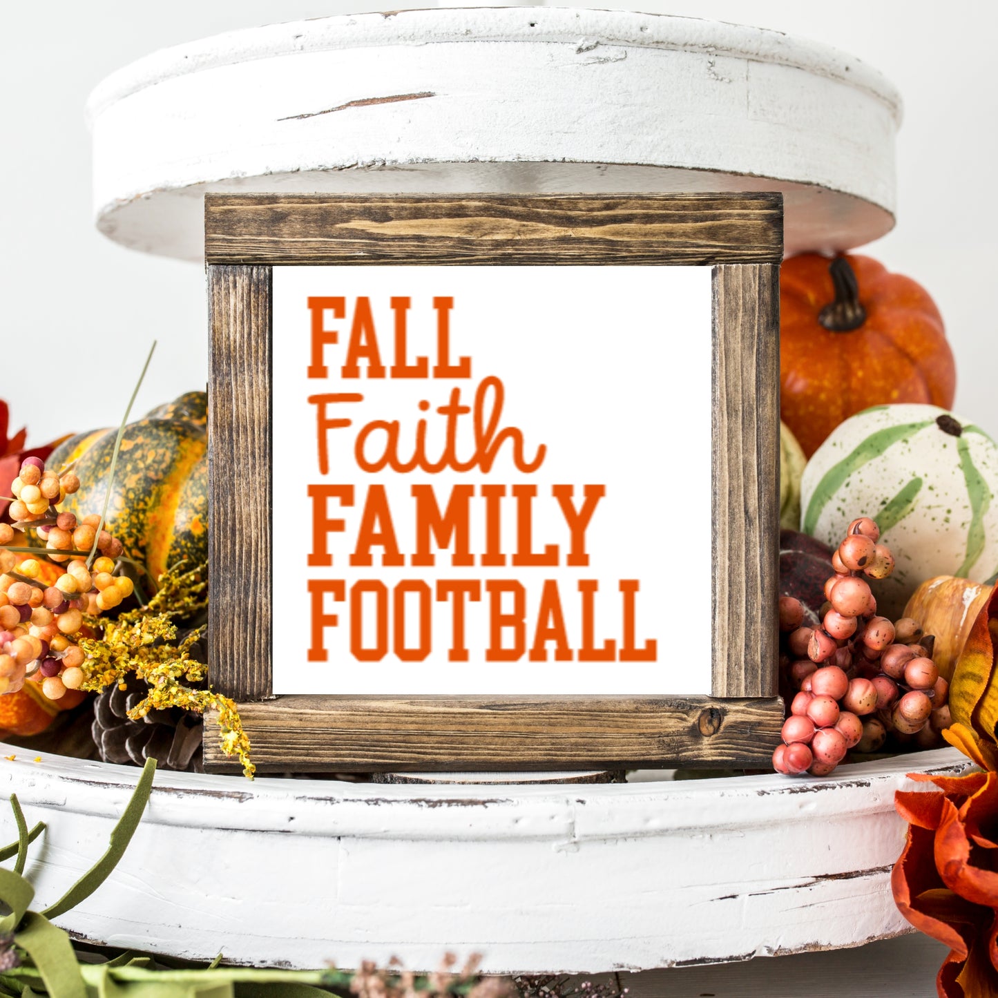 Fall Wood Sign Fall Faith Family Football Farmhouse Tiered Tray Decor