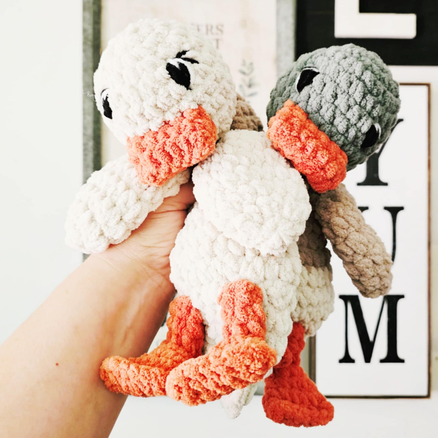 Crochet Duck Snuggler Lovey Infant Baby Toddler Toy