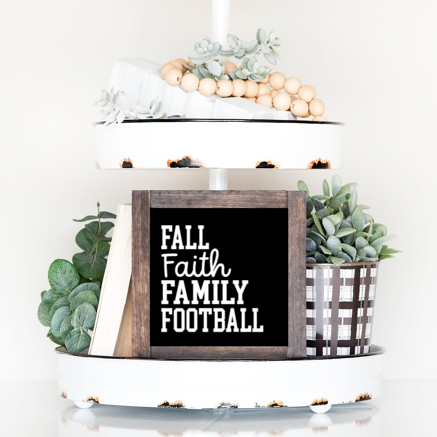 Fall Wood Sign Fall Faith Family Football Farmhouse Tiered Tray Decor
