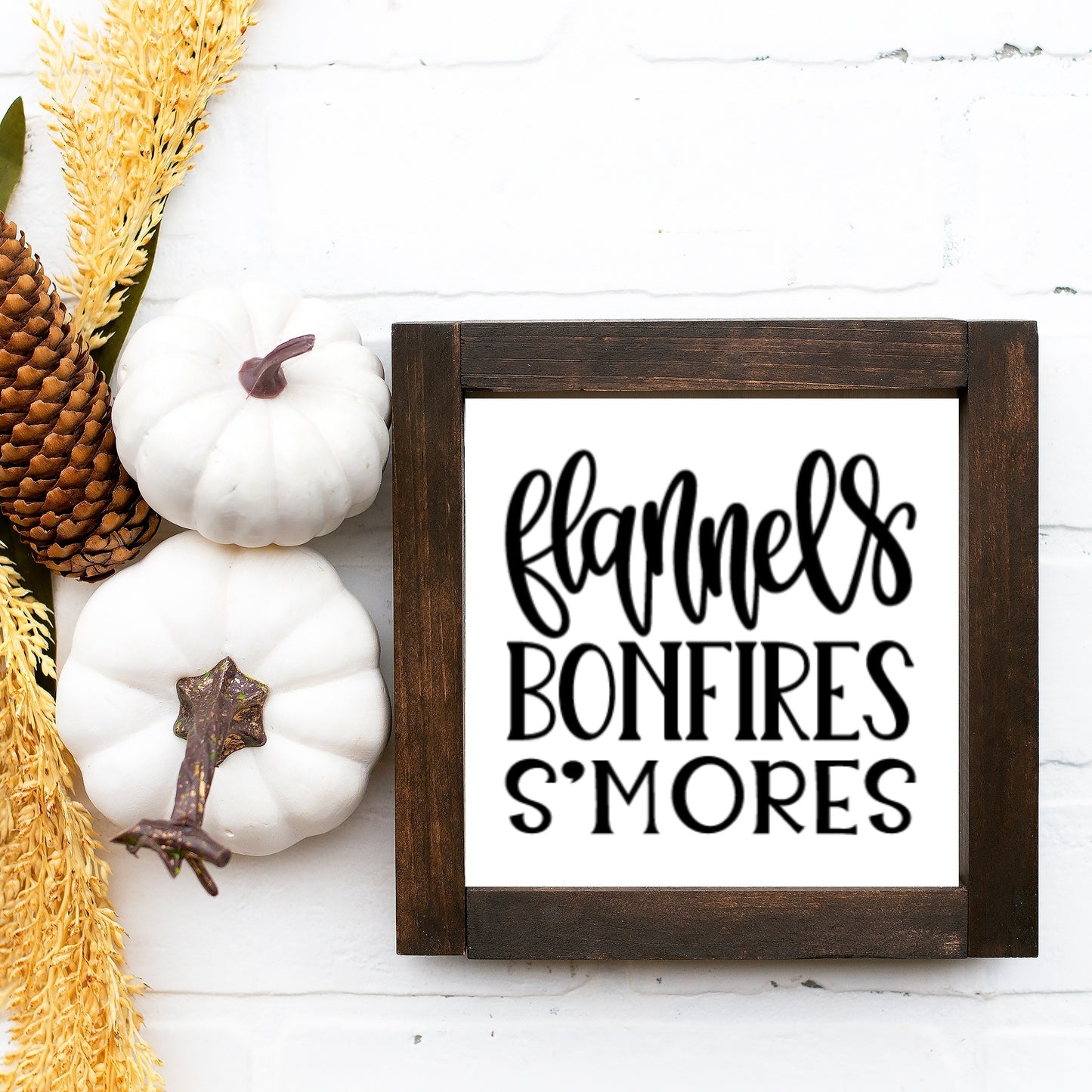 Fall Wood Sign Flannels Bonfires Smores Farmhouse Tiered Tray Decor
