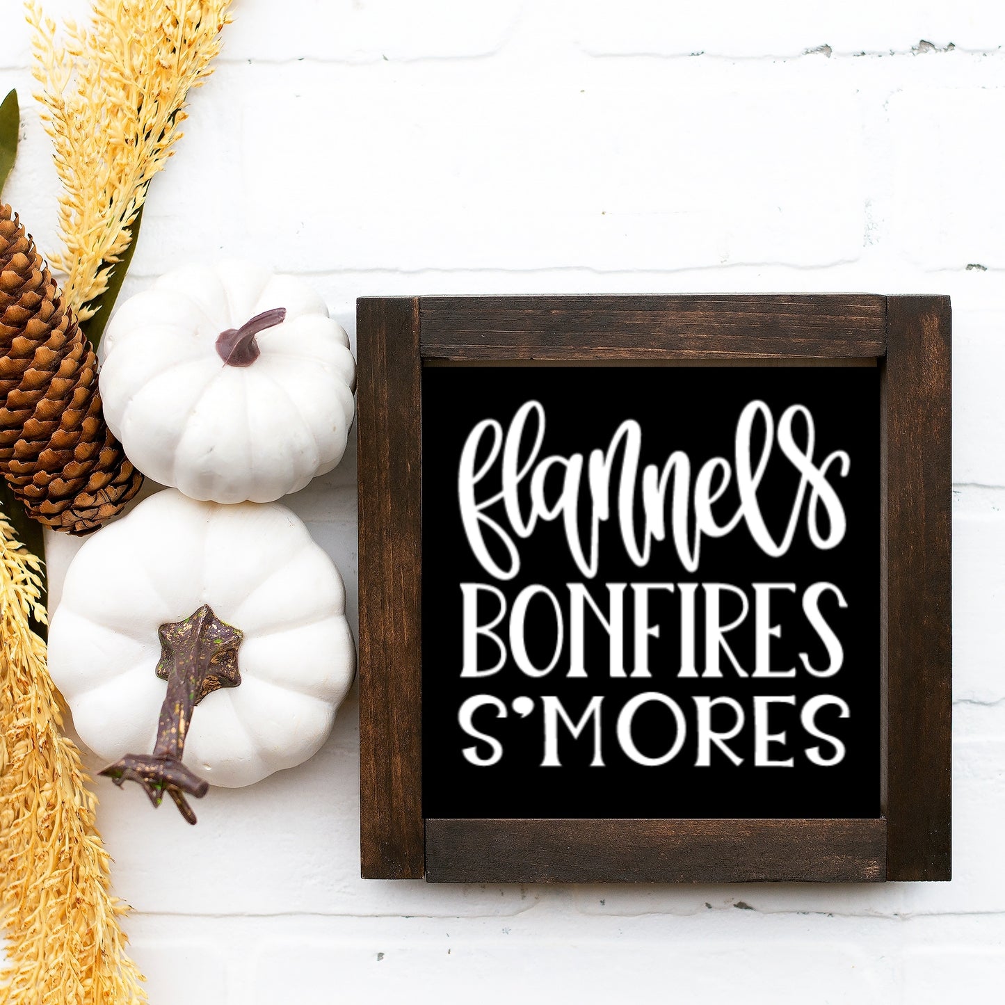 Fall Wood Sign Flannels Bonfires Smores Farmhouse Tiered Tray Decor