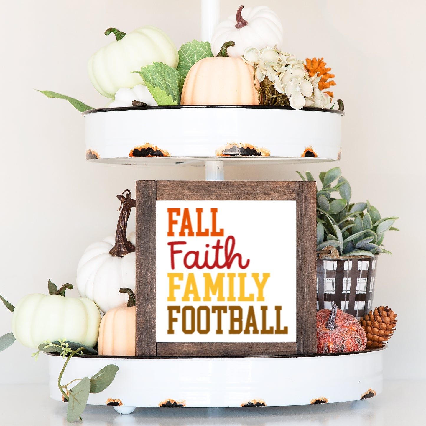 Fall Wood Sign Fall Faith Family Football Farmhouse Tiered Tray Decor