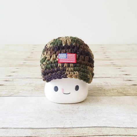 4th Of July American Flag Camo Marshmallow Mug Hat Patriotic Farmhouse Kitchen Tiered Tray Decor Crochet Hat