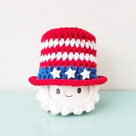 4th Of July Marshmallow Mug Hat Uncle Sam Patriotic Farmhouse Kitchen Tiered Tray Decor Crochet Hat