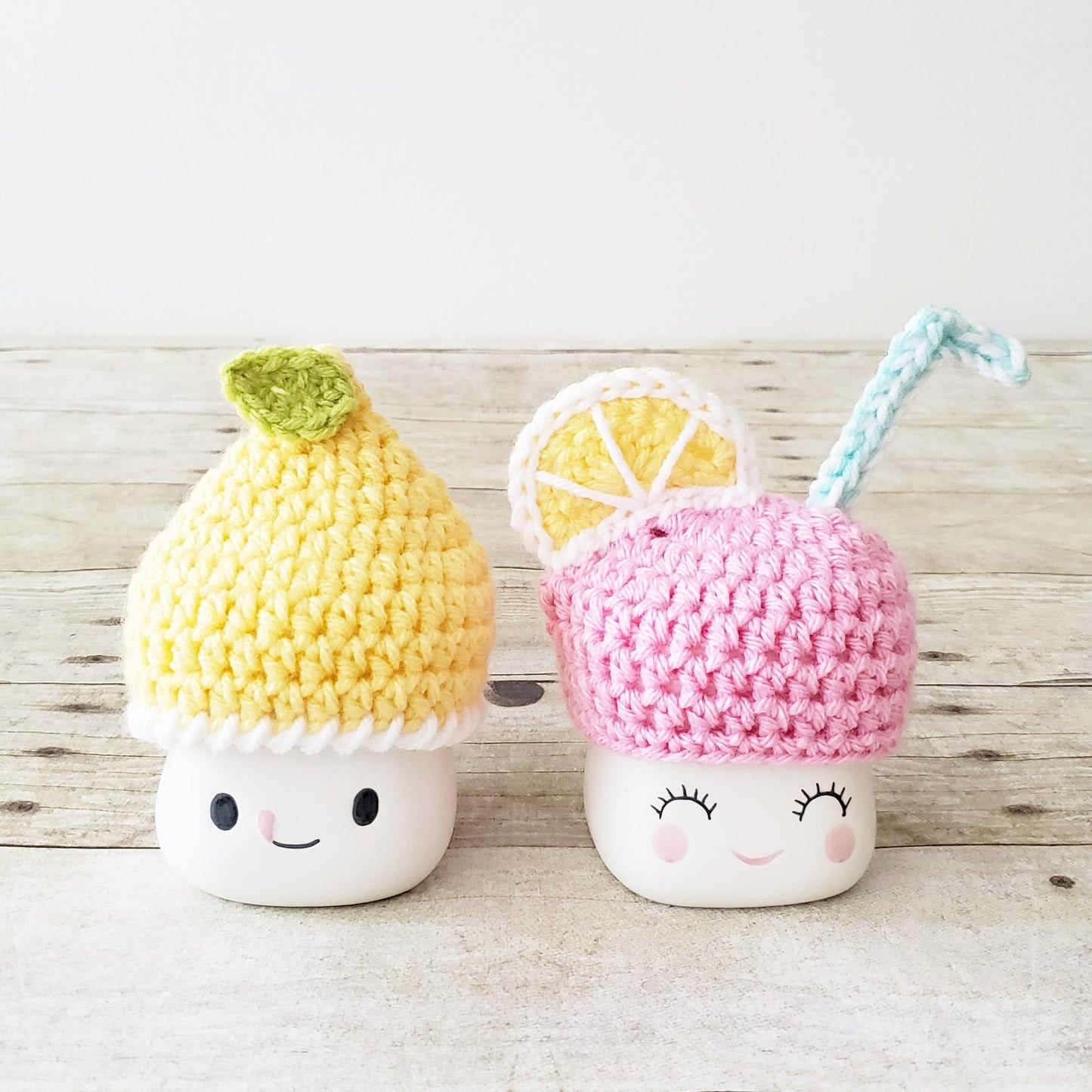 Lemonade Marshmallow Mug Hat Lemon Summer Decor Farmhouse Kitchen Tiered Tray Decor Crochet Hat