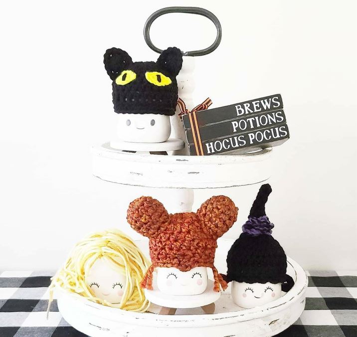 Wood Book Stack Halloween Brews Potions Hocus Pocus Farmhouse Tiered Tray Decor