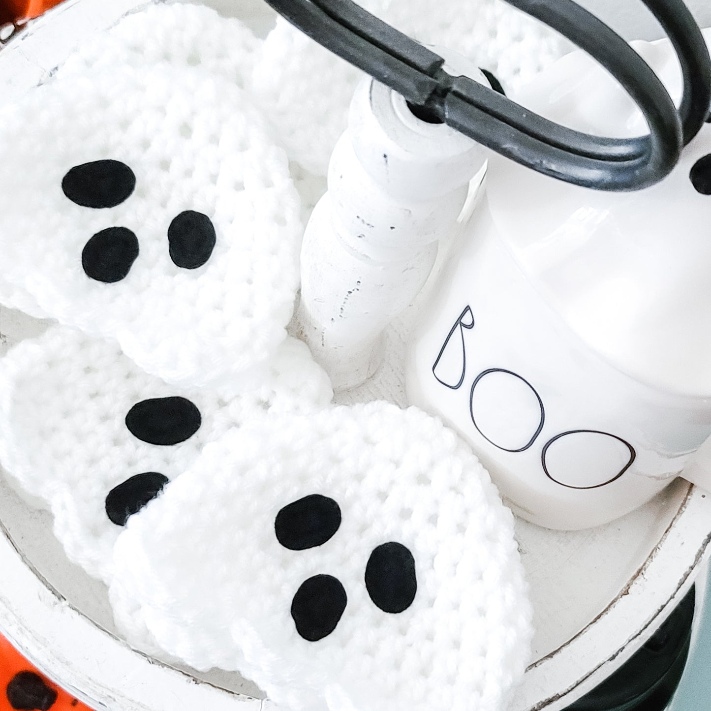 Halloween Marshmallow Mug Hat Ghost Decor Halloween Farmhouse Tiered Tray Decor