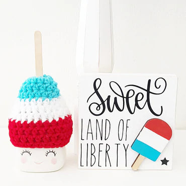 4th Of July Popsicle Ice Cream Marshmallow Mug Hat Patriotic Farmhouse Kitchen Tiered Tray Decor Crochet Hat