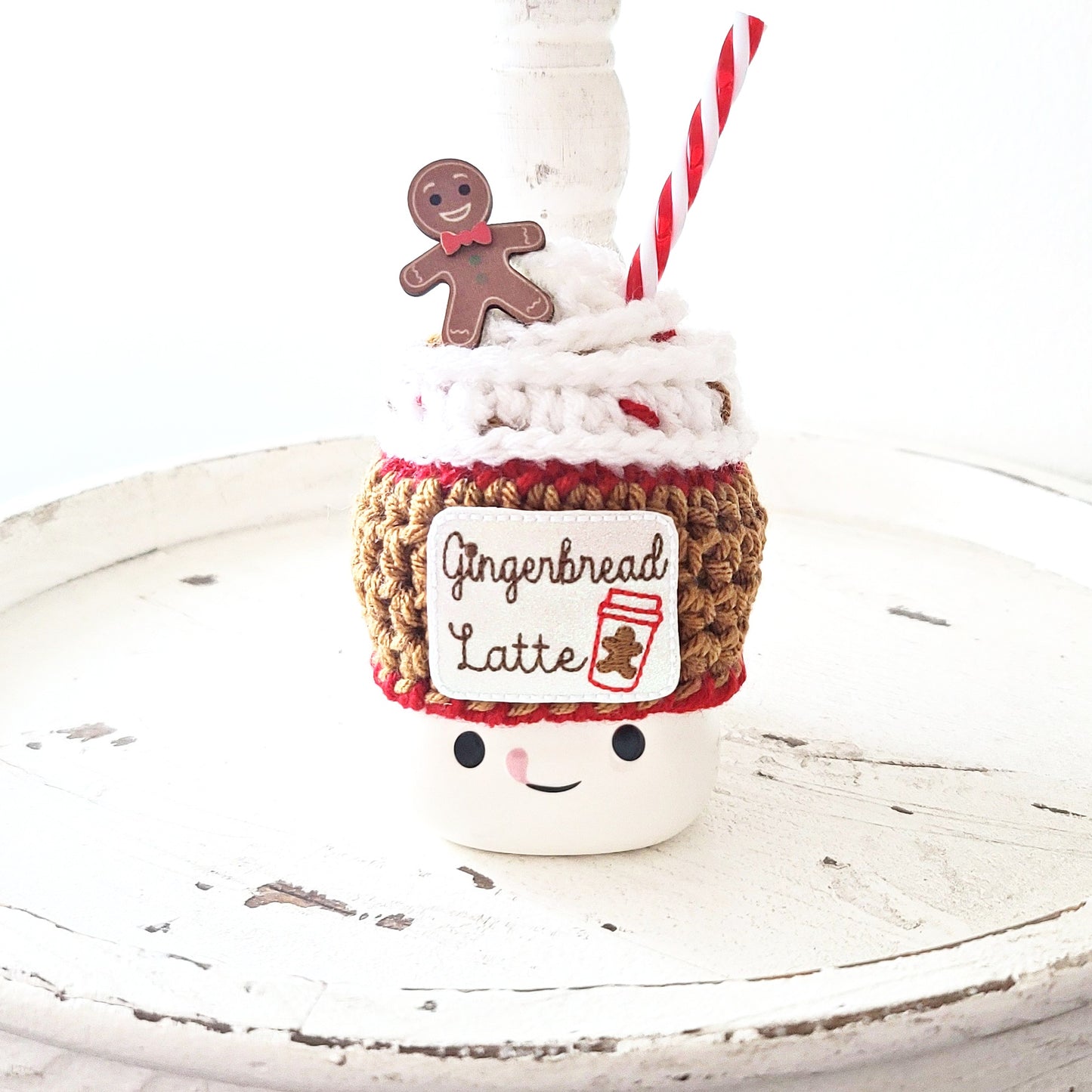 Christmas Marshmallow Mug Hat Gingerbread Latte Winter Farmhouse Kitchen Tiered Tray Decor