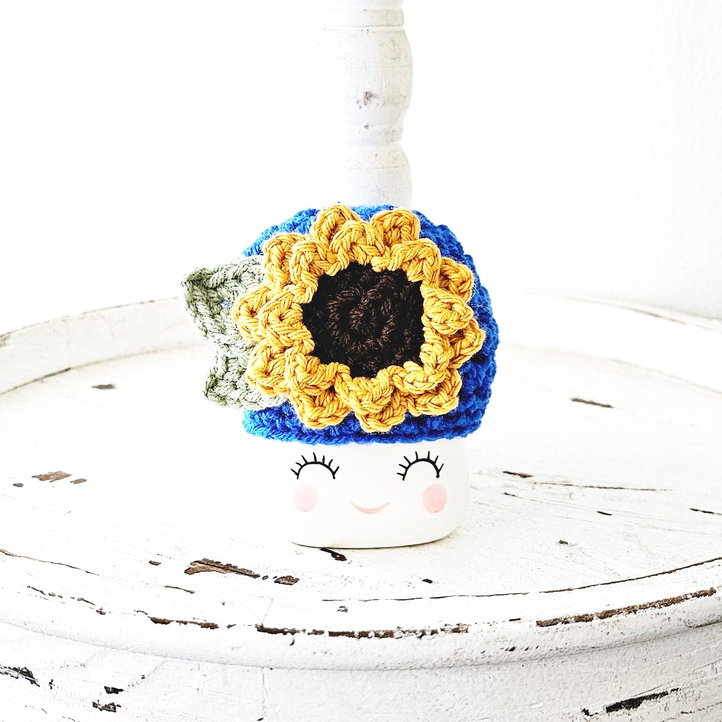 4th Of July Sunflower Marshmallow Mug Hat Patriotic Farmhouse Kitchen Tiered Tray Decor Crochet Hat