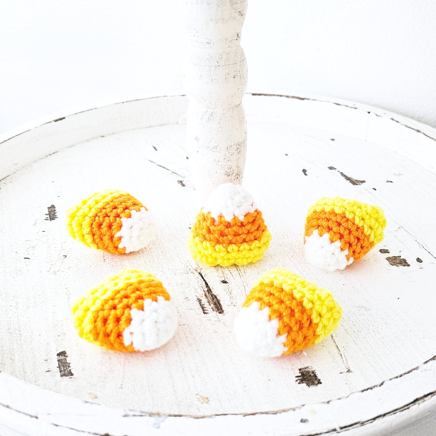 Crochet Candy Corn Pieces Bowl Filler Halloween Tiered Tray Farmhouse Decor