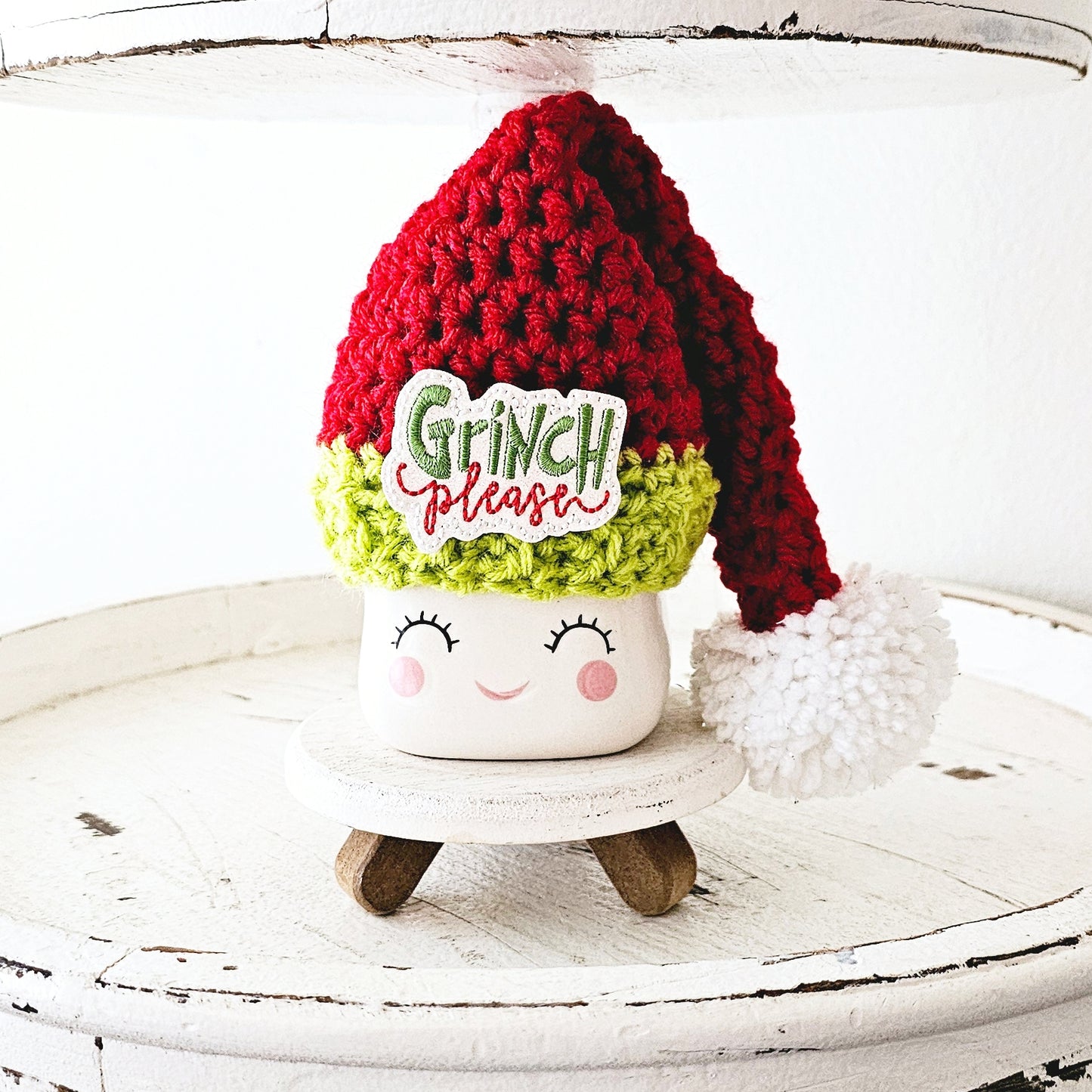 Christmas Marshmallow Mug Hat Grinch Please Grinch Decor Farmhouse Kitchen Tiered Tray Decor