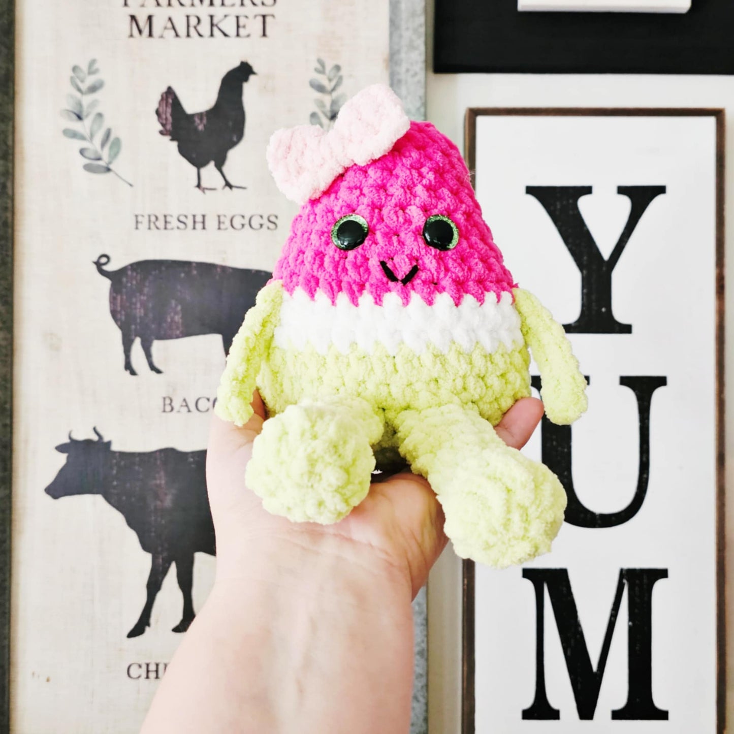 Crochet Fruit Plushie Lemon Strawberry Watermelon Orange Toy Plush Amigurumi Stuffed Toy Play Food