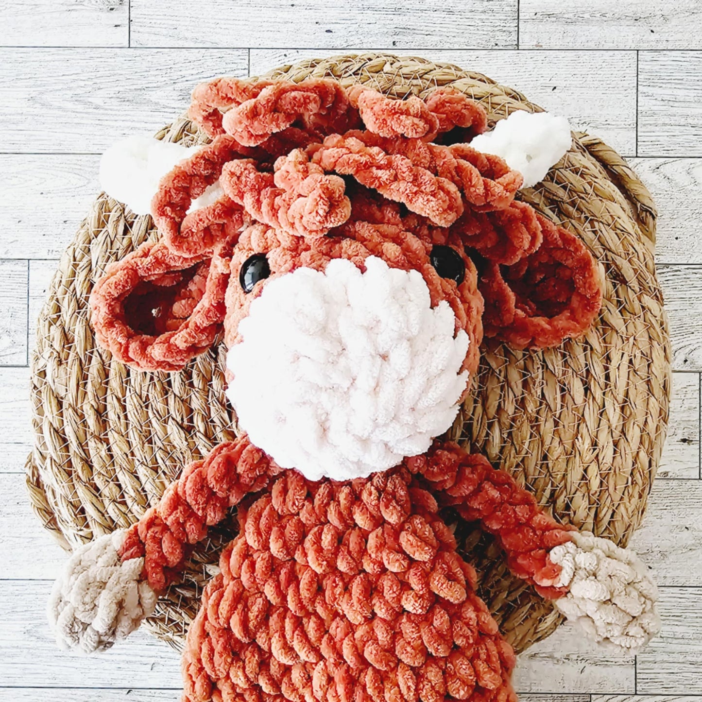 Crochet Highland Cow Snuggler Lovey Infant Baby Toddler Toy