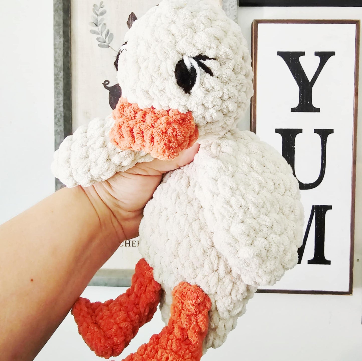 Crochet Duck Snuggler Lovey Infant Baby Toddler Toy