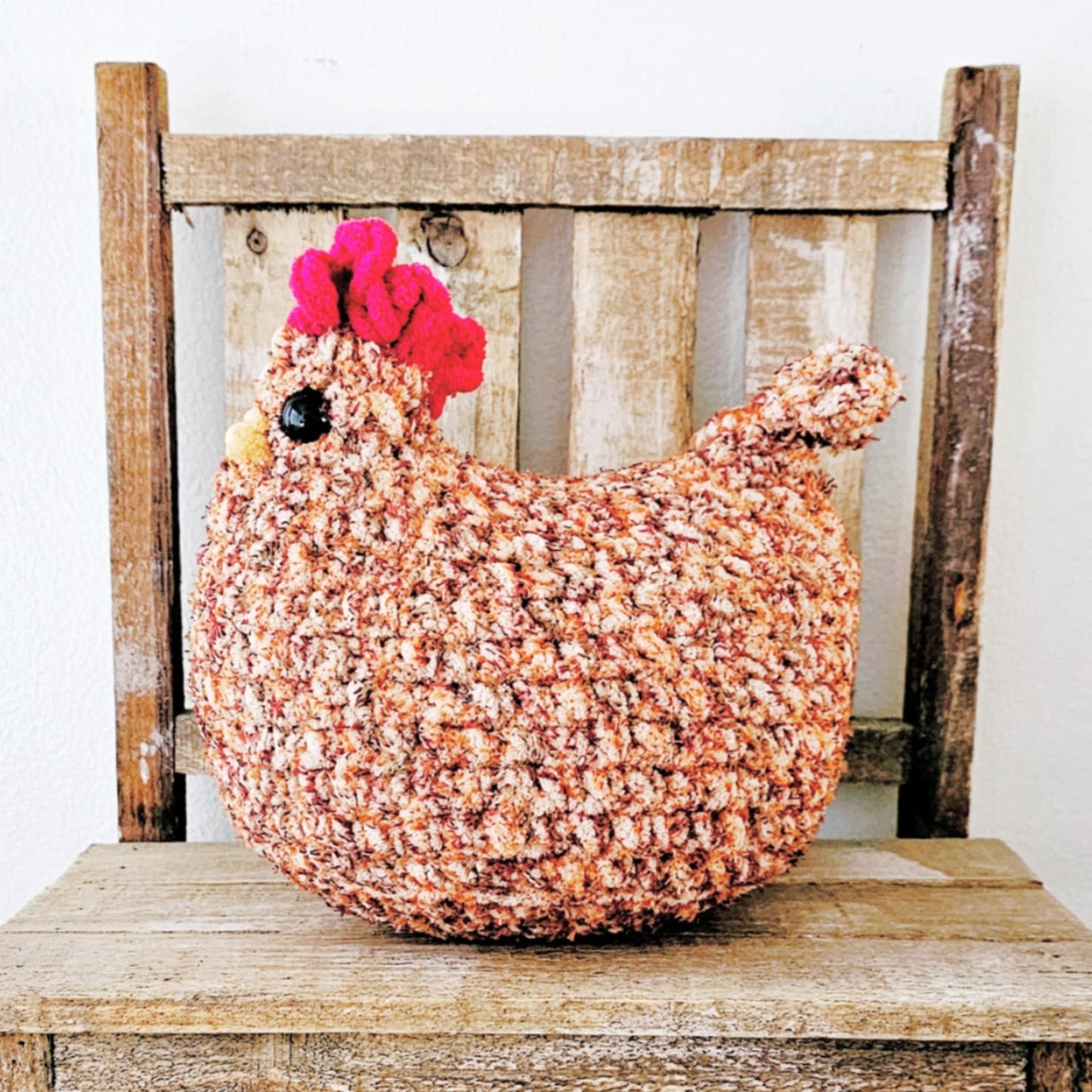 Crochet Chicken Plushie Toy Farm Animal Decor Chicken Plush Amigurumi Stuffed Animal