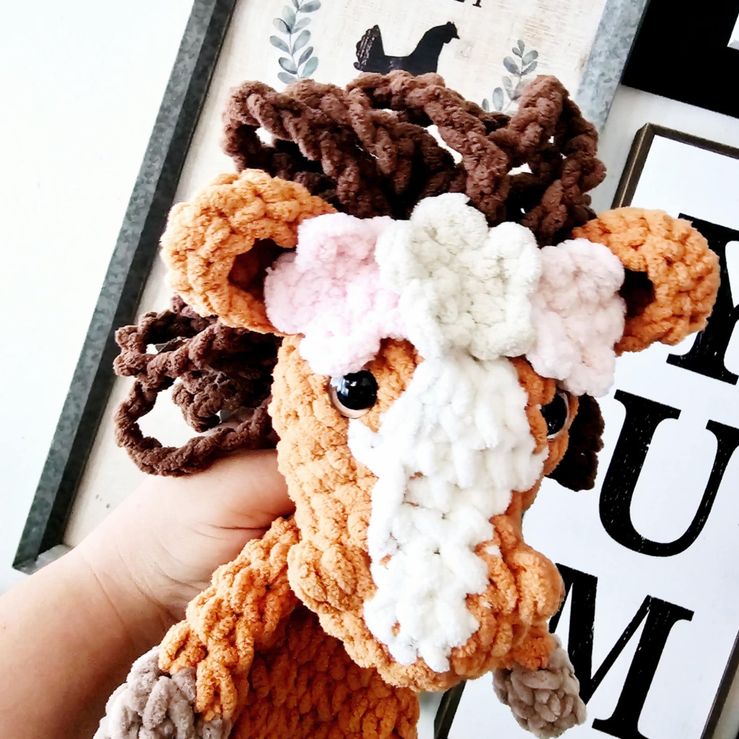 Crochet Girl Horse Snuggler Lovey Infant Baby Toddler Toy