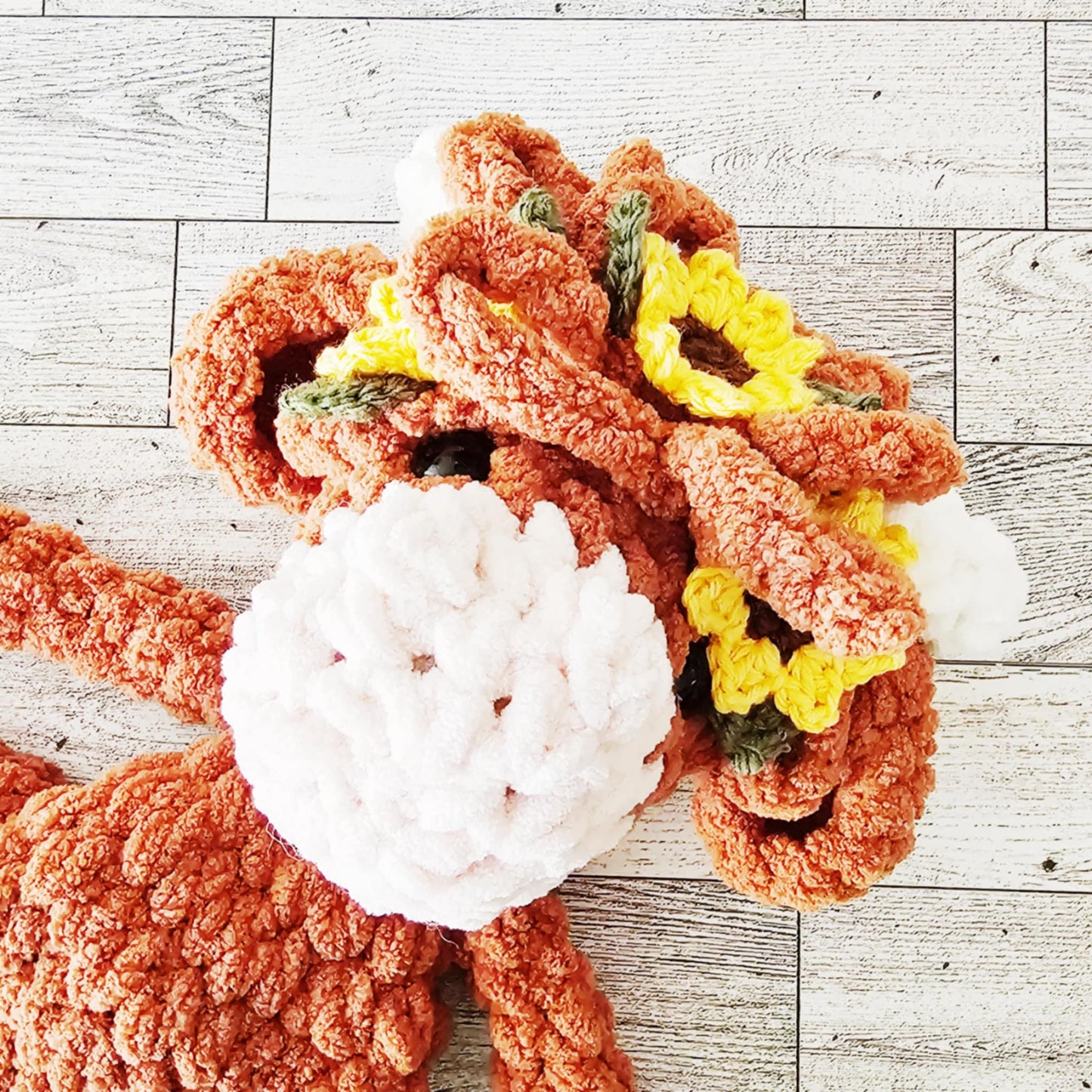 Crochet Girl Highland Cow Sunflowers Snuggler Lovey Infant Baby Toddler Toy