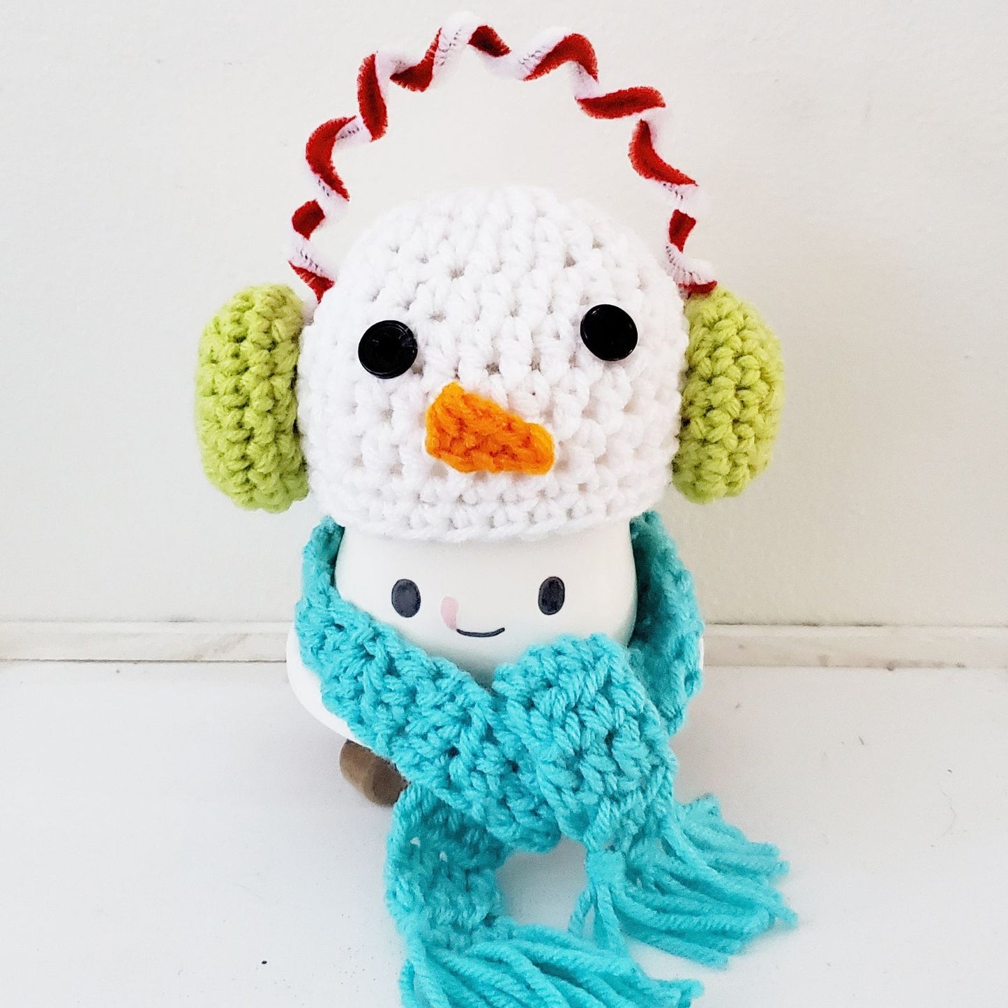 Christmas Marshmallow Mug Hat Snowman Scarf Striped Hat Winter Farmhouse Kitchen Tiered Tray Decor