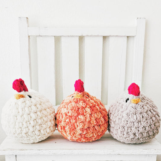 Crochet Chicken Plushie Toy Farm Animal Nursery Decor Chicken Plush Amigurumi Stuffed Animal