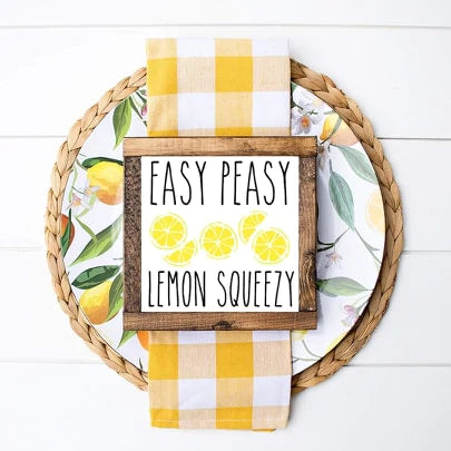 Lemon Lemonade Wood Sign Summer Farmhouse Kitchen Tiered Tray Decor Fruit Decor