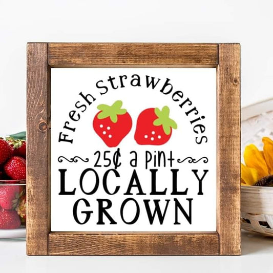 Strawberry Wood Sign Summer Farmhouse Kitchen Tiered Tray Decor Fruit Decor