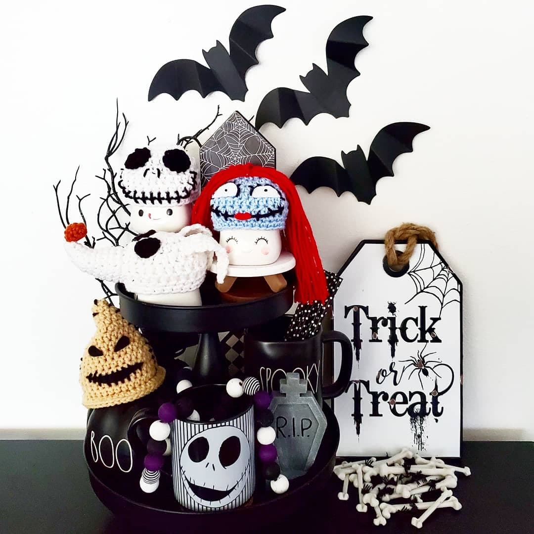Nightmare Before Christmas Marshmallow Mug Hat Jack Skellington Sally Zero Oogie Boogie Halloween Farmhouse Tiered Tray Decor