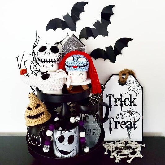 Nightmare Before Christmas Marshmallow Mug Hat Jack Skellington Sally Zero Oogie Boogie Halloween Farmhouse Tiered Tray Decor