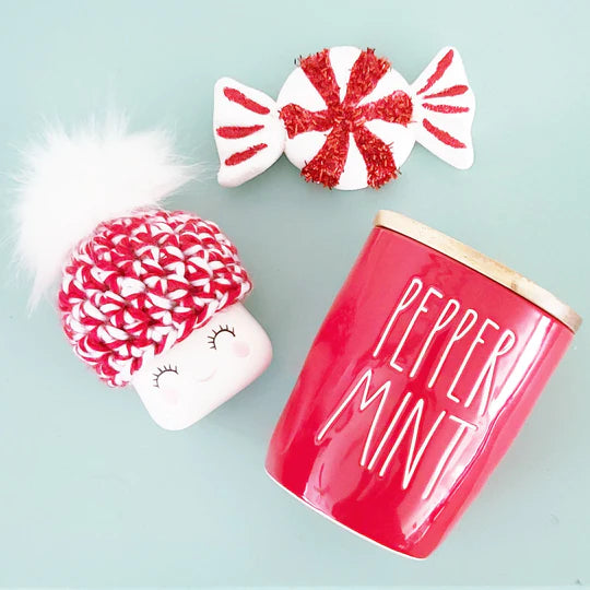 Christmas Marshmallow Mug Hat Peppermint Winter Farmhouse Kitchen Tiered Tray Decor