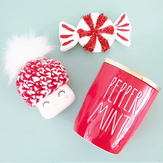 Christmas Marshmallow Mug Hat Peppermint Winter Farmhouse Kitchen Tiered Tray Decor