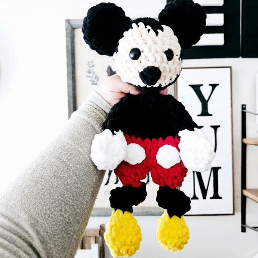 Crochet Mickey Mouse Snuggler Lovey Infant Baby Toddler Toy