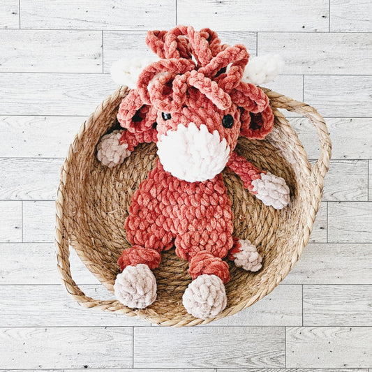 Crochet Highland Cow Snuggler Lovey Infant Baby Toddler Toy