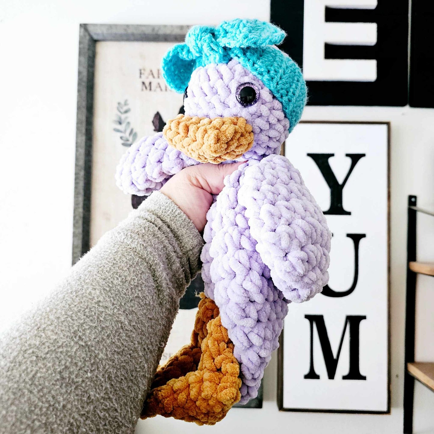 Crochet Duck Snuggler Lovey Infant Baby Toddler Toy