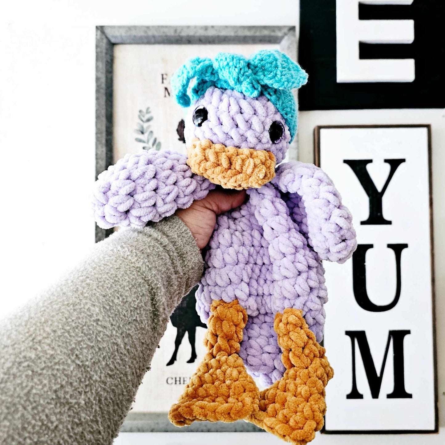 Crochet Duck Snuggler Lovey Infant Baby Toddler Toy