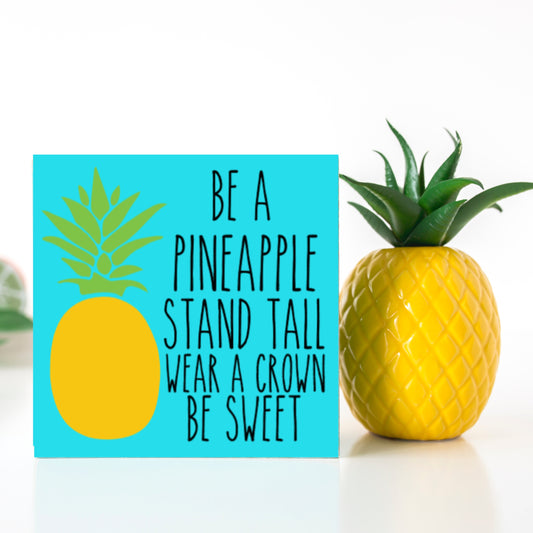 Pineapple Wood Sign Tropical Hawaii Summer Farmhouse Kitchen Tiered Tray Decor Fruit Decor