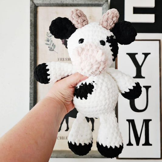 Crochet Cow Plushie Stuffed Animal Infant Toddler Baby Toy Nursery Decor Baby Shower Gift