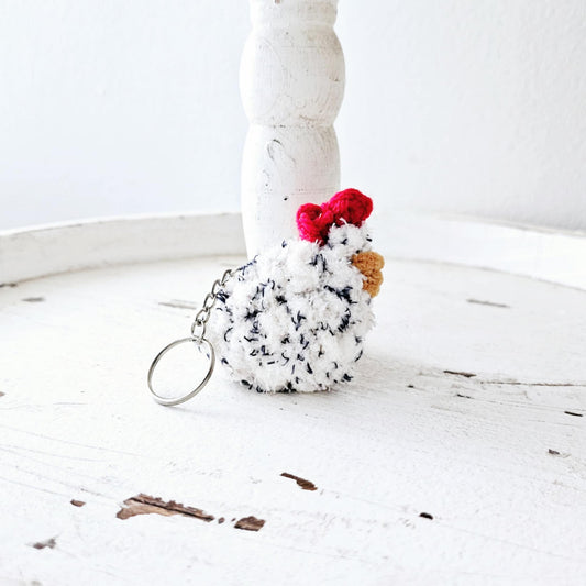 Chicken Keychain Crochet Chicken Farmhouse Animal Keychain Car Accessory