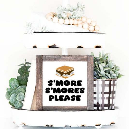 Camping Wood Sign S'more Summer Campfire Farmhouse Tiered Tray Decor