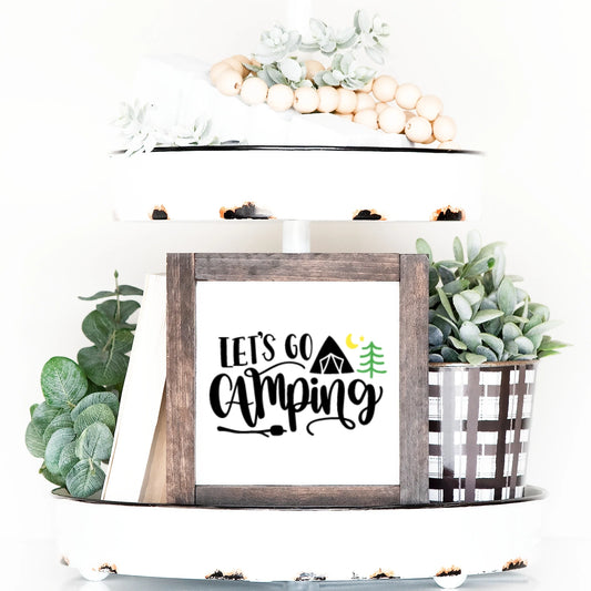 Camping Wood Sign S'more Summer Campfire Farmhouse Tiered Tray Decor