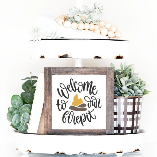 Camping Wood Sign S'more Summer Campfire Farmhouse Tiered Tray Decor