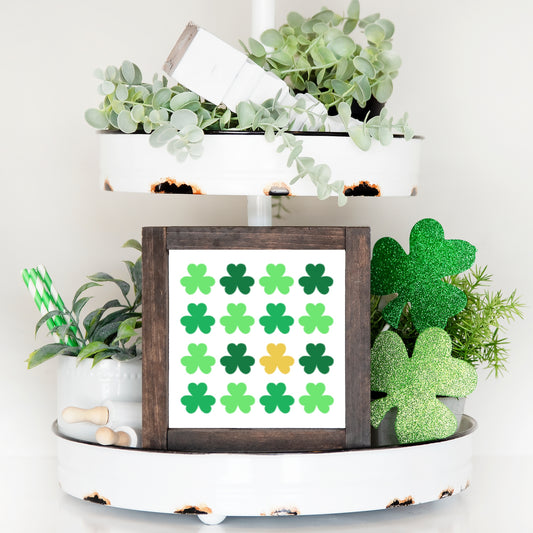 St. Patrick's Day Wood Sign Shamrock Farmhouse Tiered Tray Decor