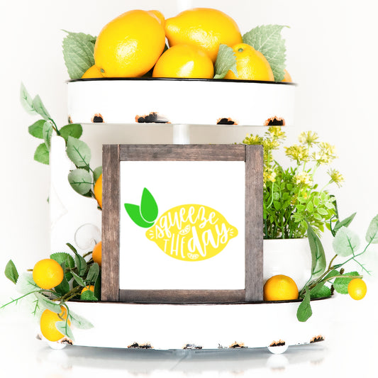 Lemon Lemonade Wood Sign Summer Farmhouse Kitchen Tiered Tray Decor Fruit Decor
