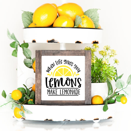 Lemon Lemonade Wood Sign Summer Farmhouse Kitchen Tiered Tray Decor Fruit Decor
