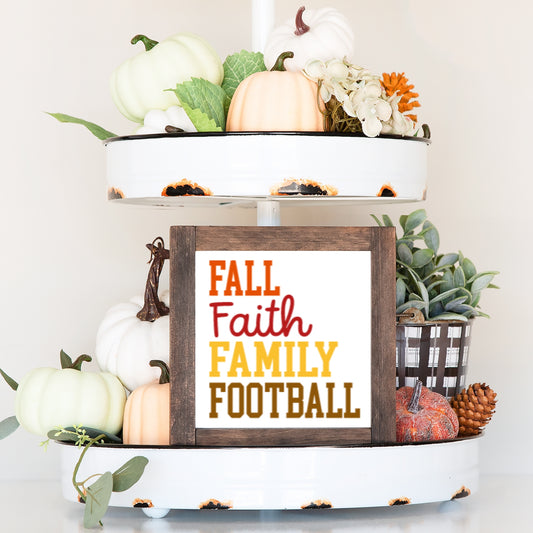 Fall Wood Sign Fall Faith Family Football Farmhouse Tiered Tray Decor