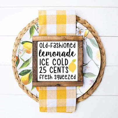 Lemon Lemonade Wood Sign Summer Farmhouse Kitchen Tiered Tray Decor Fruit Decor