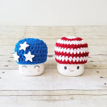 4th Of July American Flag Camo Marshmallow Mug Hat Patriotic Farmhouse Kitchen Tiered Tray Decor Crochet Hat
